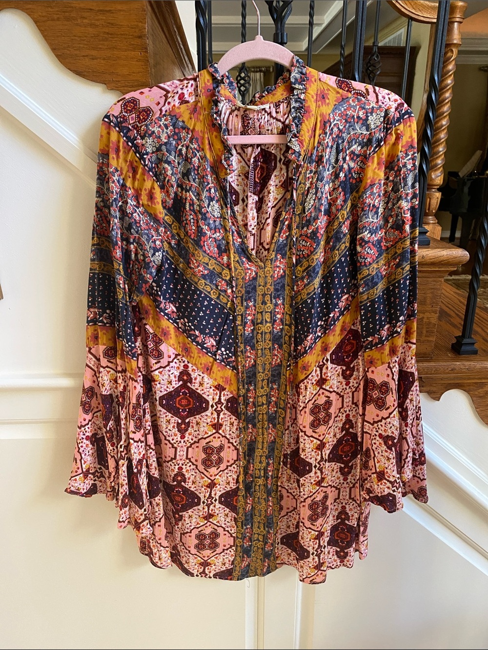 UMGEE Vibrant Multicolor Boho Dress with Bell Sleeves
